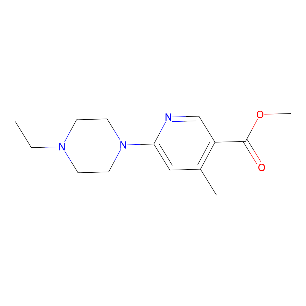 Methyl 6-(4-ethylpiperazin-1-yl)-4-methylnicotinate molecular structure, CAS 1355224-58-6