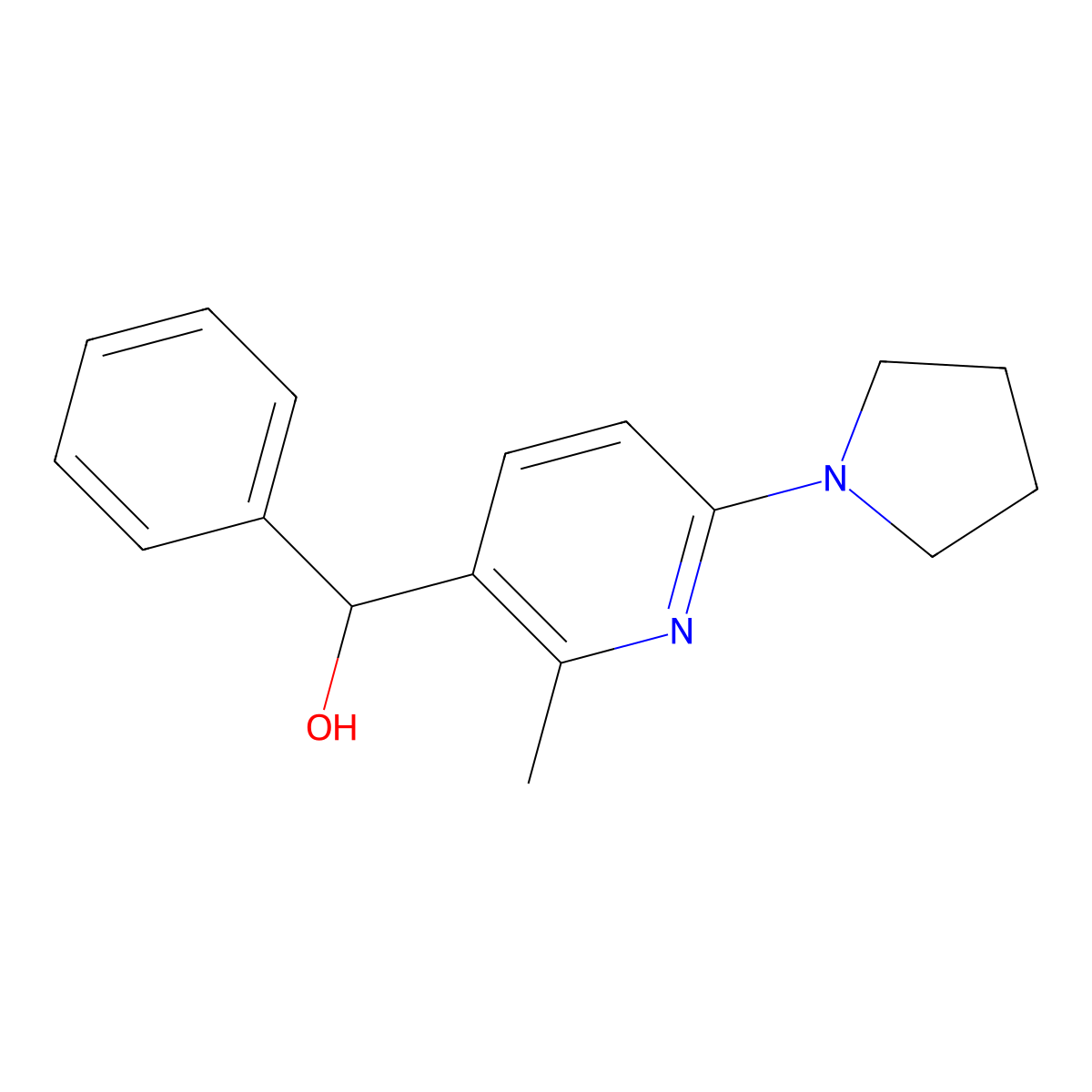 (2-Methyl-6-pyrrolidin-1-yl-pyridin-3-yl)-phenyl-methanol molecular structure, CAS 1355224-98-4