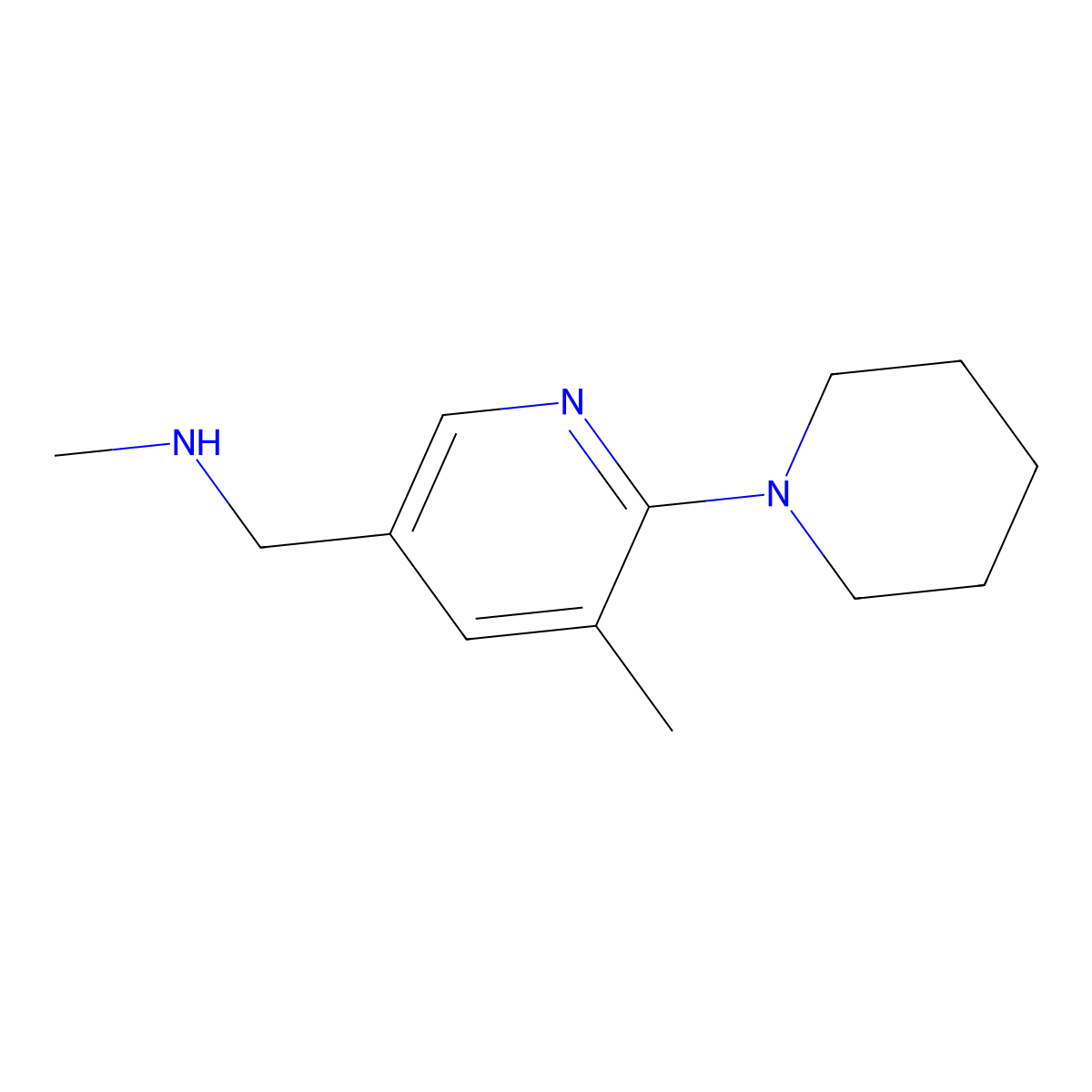 N-Methyl-1-(5-methyl-6-(piperidin-1-yl)pyridin-3-yl)methanamine molecular structure, CAS 1355225-07-8