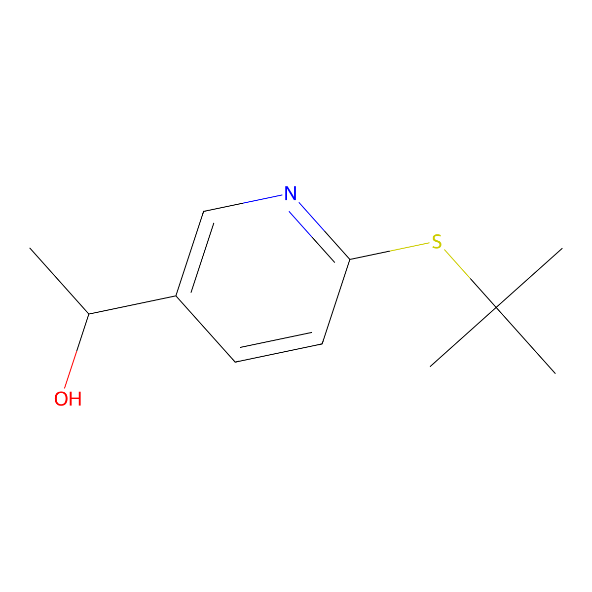 6-[(1,1-Dimethylethyl)thio]-|A-methyl-3-pyridinemethanol molecular structure, CAS 1355225-24-9