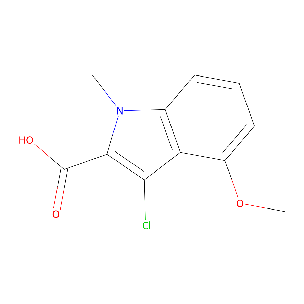 3-Chloro-4-methoxy-1-methyl-1H-indole-2-carboxylic acid molecular structure, CAS 1355225-39-6