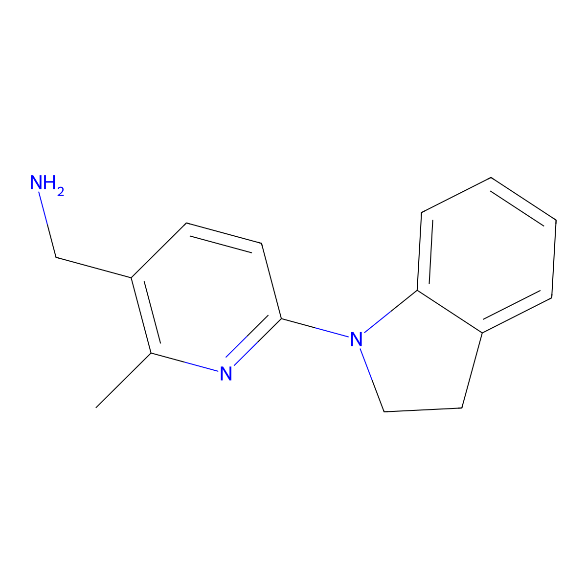 (6-(Indolin-1-yl)-2-methylpyridin-3-yl)methanamine molecular structure, CAS 1355225-53-4