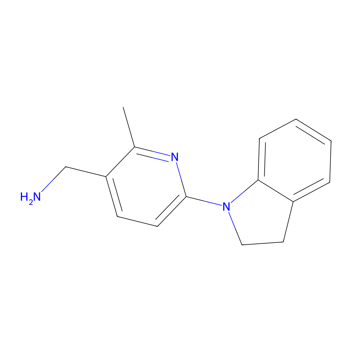 (6-(Indolin-1-yl)-2-methylpyridin-3-yl)methanamine molecular structure, CAS 1355225-53-4