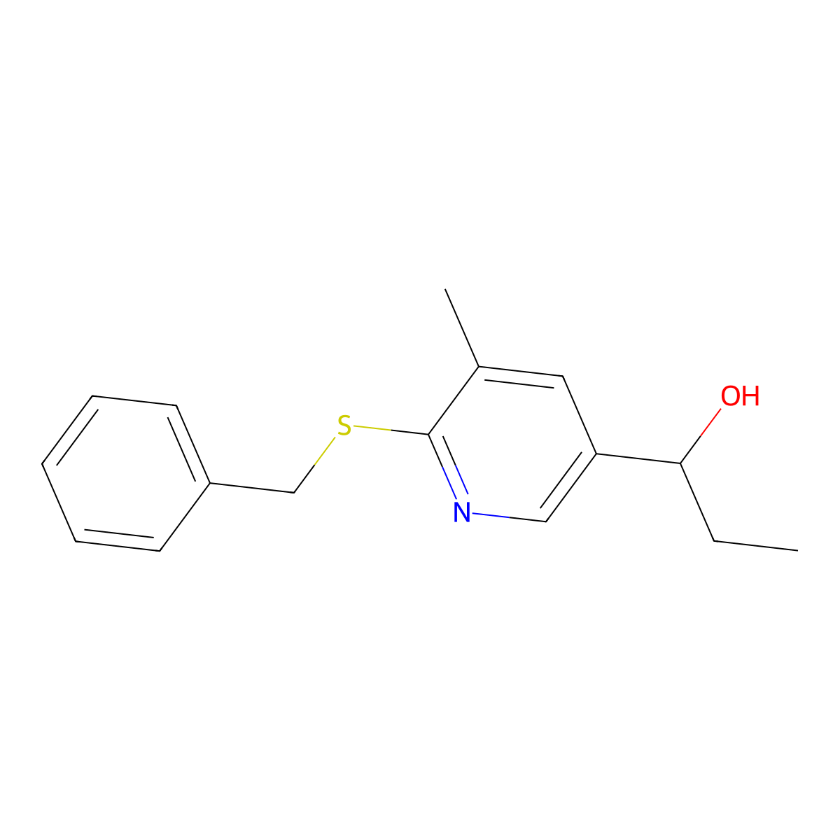 1-(6-Benzylsulfanyl-5-methyl-pyridin-3-yl)-propan-1-ol molecular structure, CAS 1355225-62-5