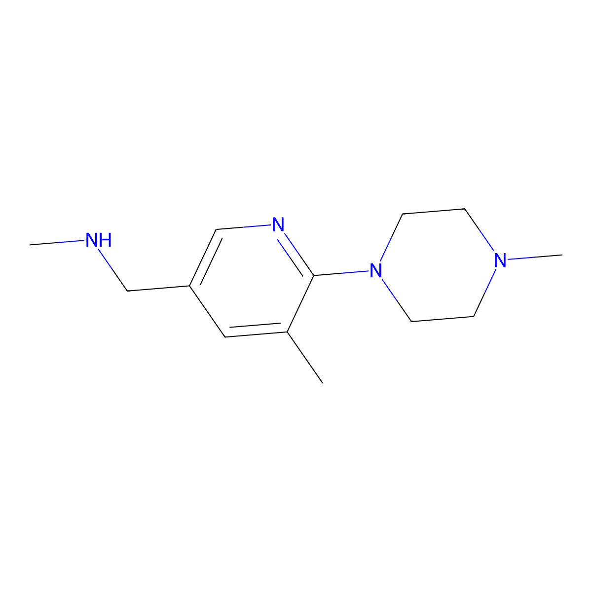 N-Methyl-1-(5-methyl-6-(4-methylpiperazin-1-yl)pyridin-3-yl)methanamine molecular structure, CAS 1355225-66-9
