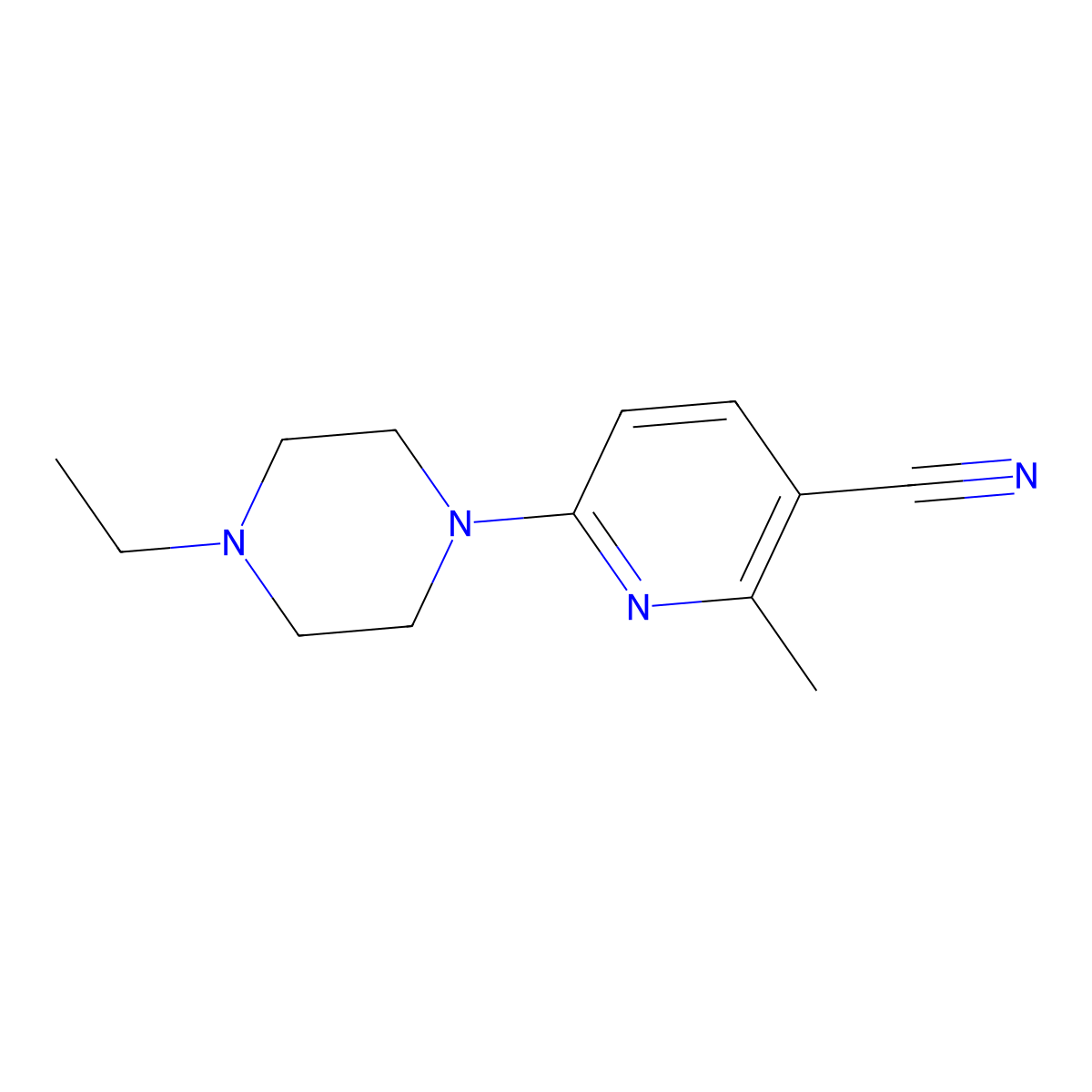 6-(4-Ethylpiperazin-1-yl)-2-methylnicotinonitrile molecular structure, CAS 1355225-67-0