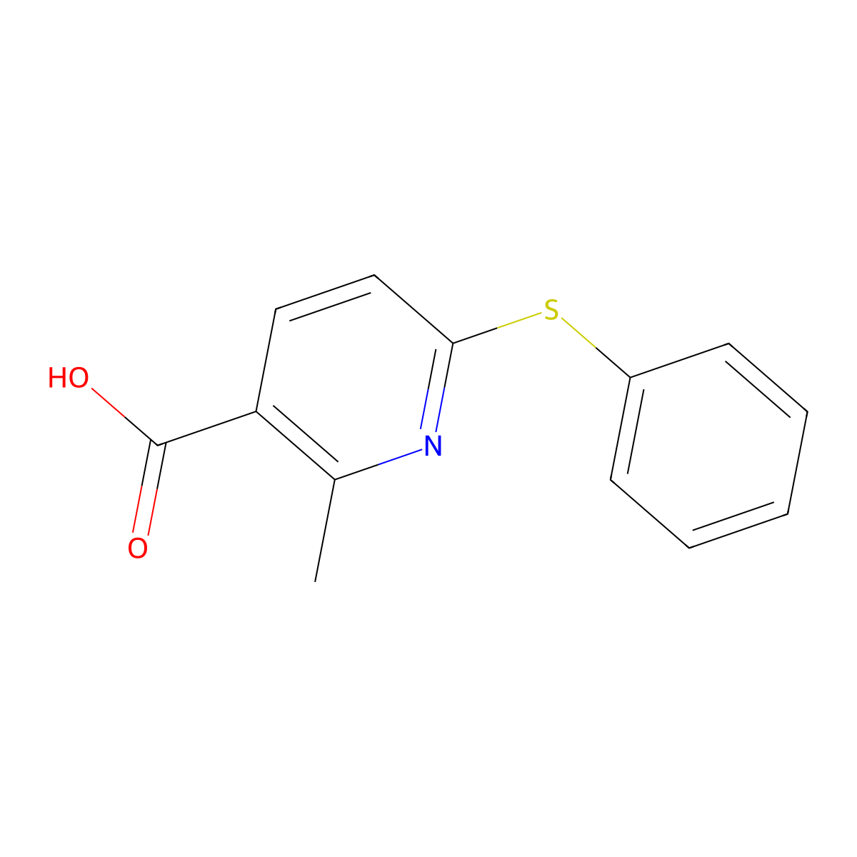 2-Methyl-6-(phenylthio)nicotinic acid molecular structure, CAS 1355225-73-8