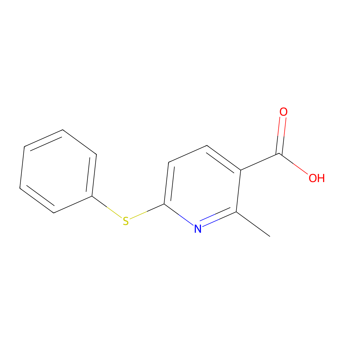 2-Methyl-6-(phenylthio)nicotinic acid molecular structure, CAS 1355225-73-8