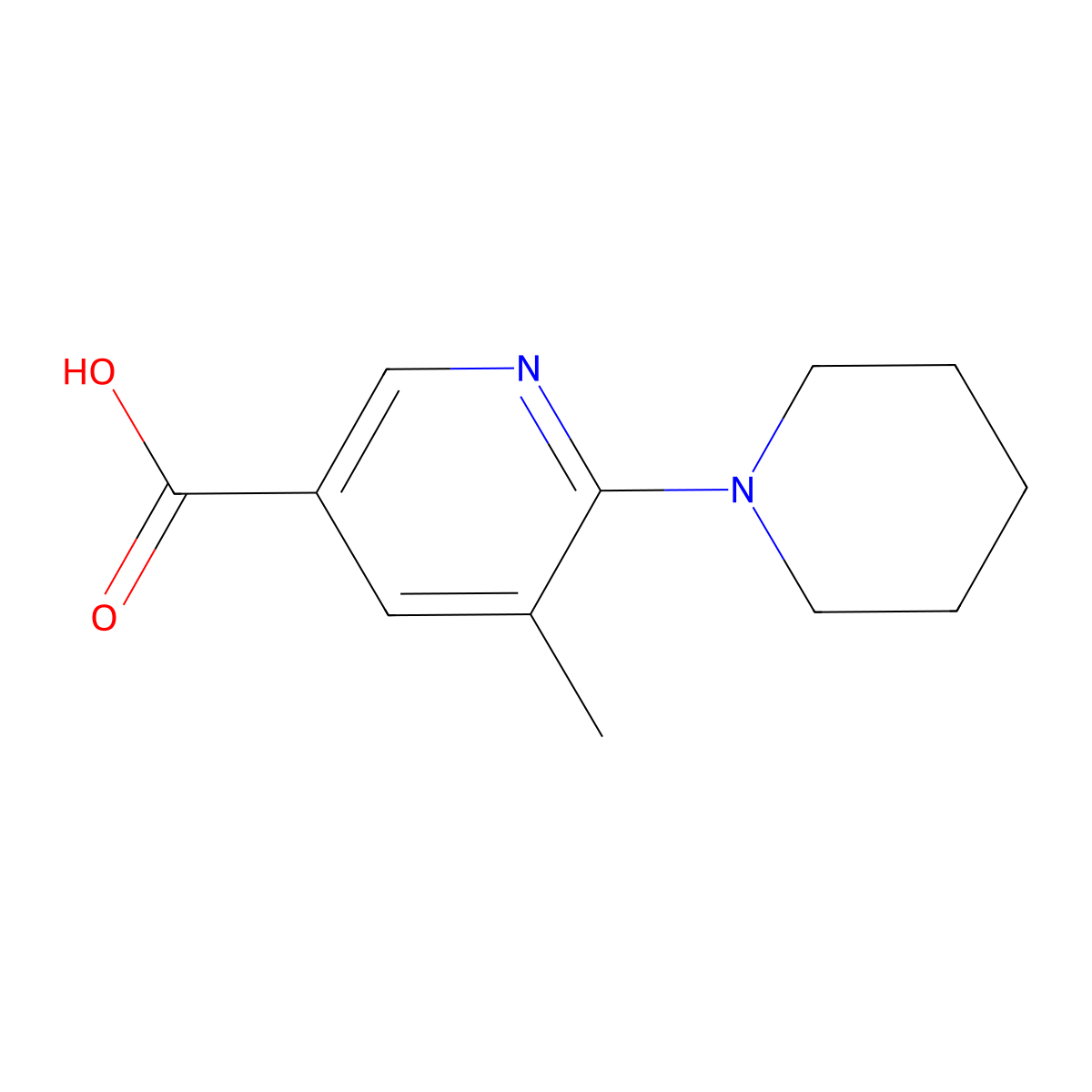 5-Methyl-6-(piperidin-1-yl)nicotinic acid molecular structure, CAS 1355225-77-2