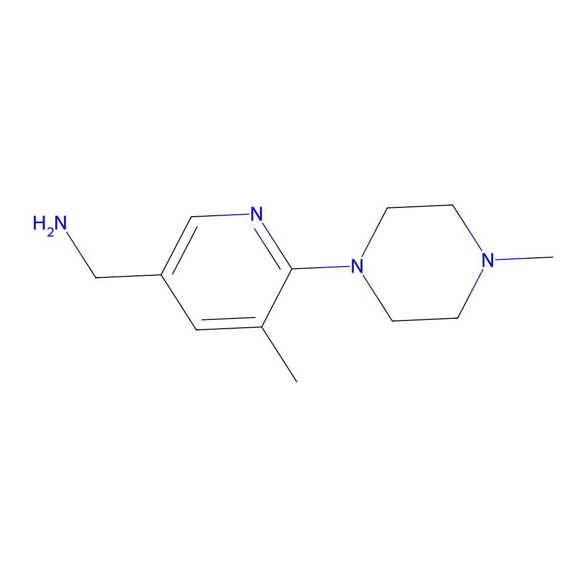 (5-Methyl-6-(4-methylpiperazin-1-yl)pyridin-3-yl)methanamine molecular structure, CAS 1355225-83-0