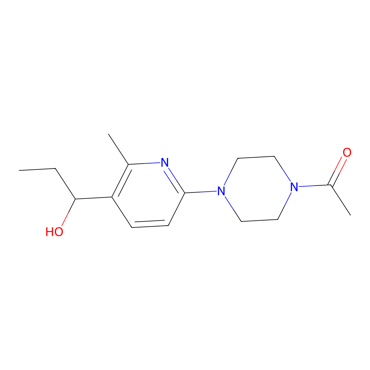 1-(4-(5-(1-Hydroxypropyl)-6-methylpyridin-2-yl)piperazin-1-yl)ethanone molecular structure, CAS 1355226-28-6