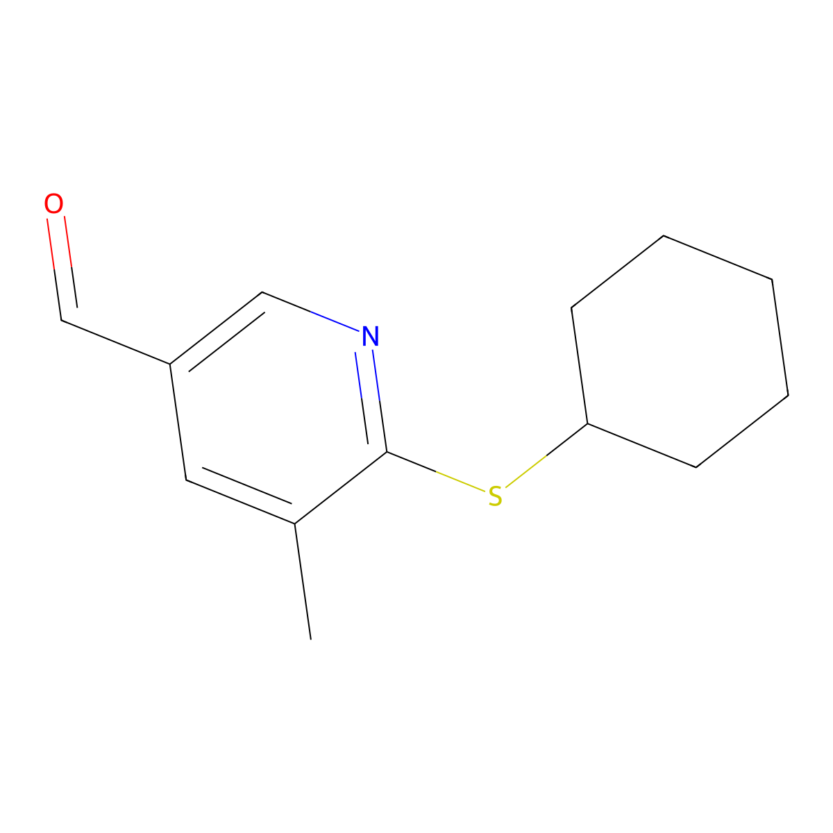 6-(Cyclohexylthio)-5-methylnicotinaldehyde molecular structure, CAS 1355226-45-7