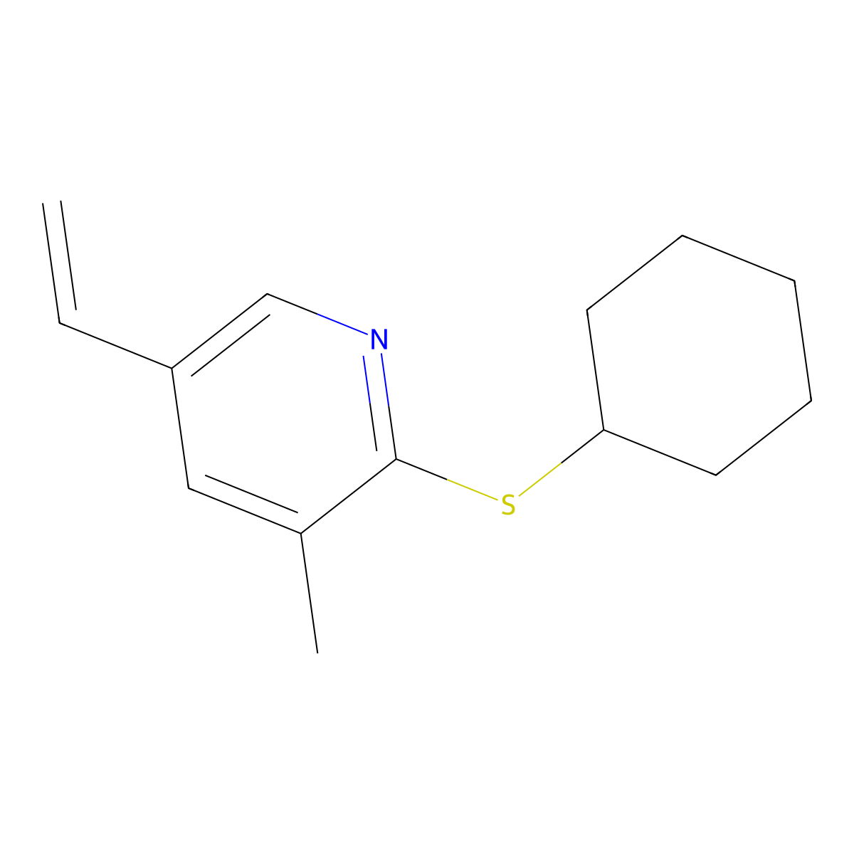 2-(Cyclohexylthio)-3-methyl-5-vinylpyridine molecular structure, CAS 1355226-53-7