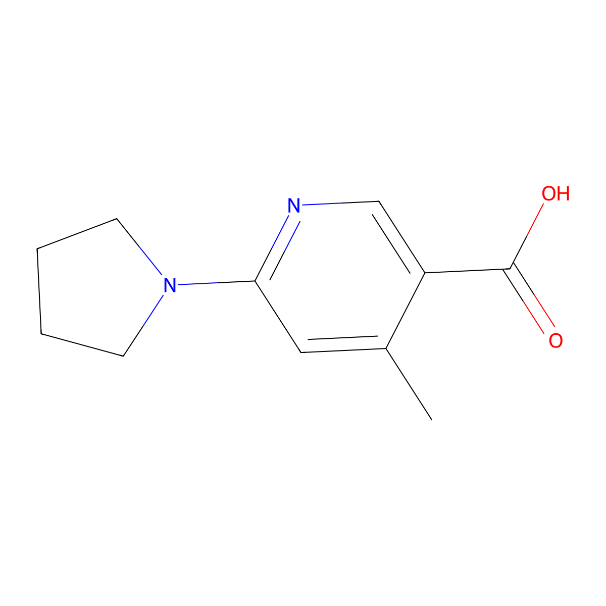 4-Methyl-6-(pyrrolidin-1-yl)nicotinic acid molecular structure, CAS 1355226-96-8