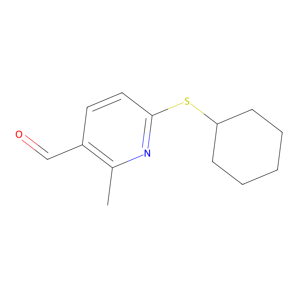 6-(Cyclohexylthio)-2-methylnicotinaldehyde molecular structure, CAS 1355227-13-2