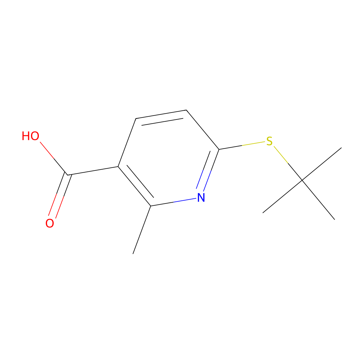 6-(tert-Butylthio)-2-methylnicotinic acid molecular structure, CAS 1355227-19-8