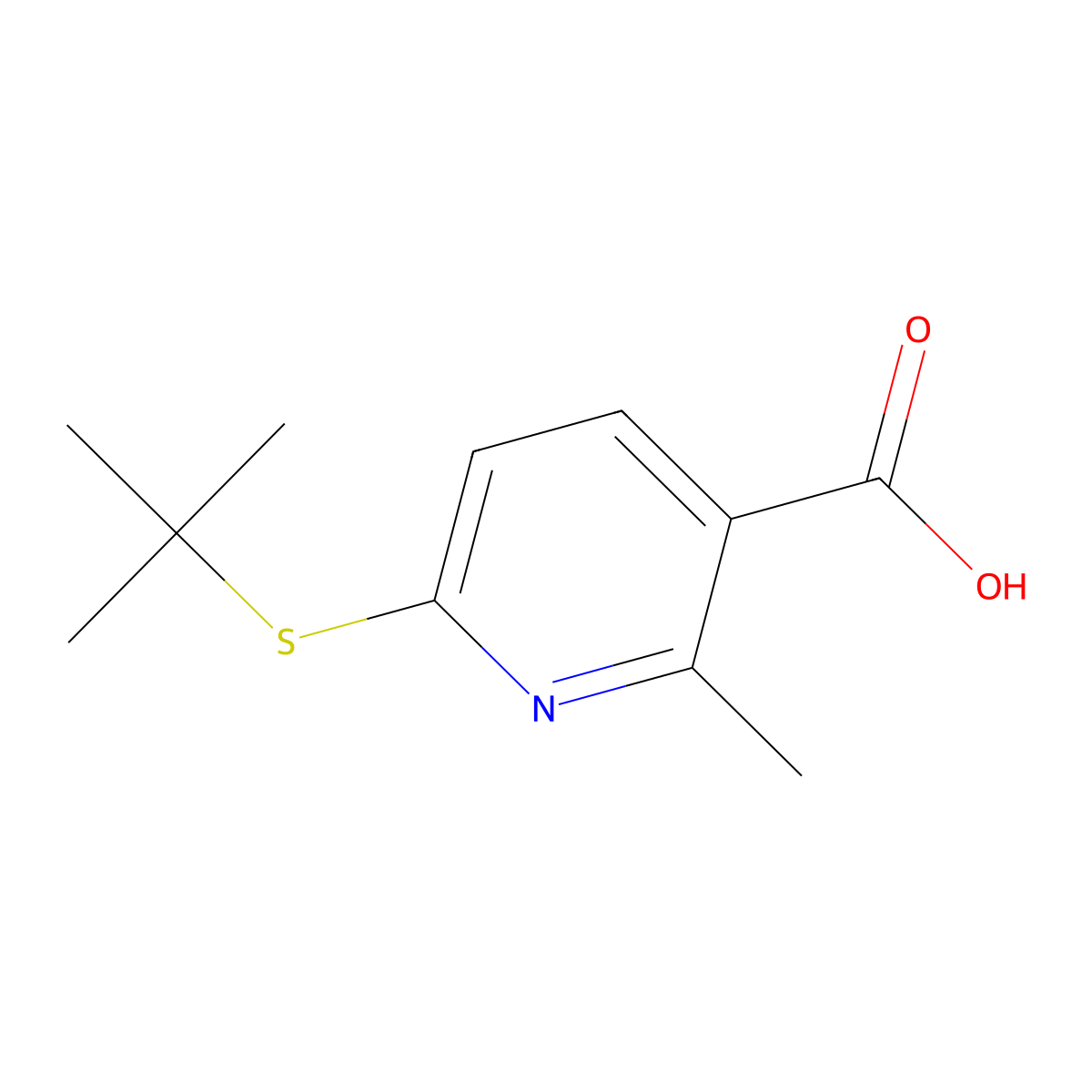 6-(tert-Butylthio)-2-methylnicotinic acid molecular structure, CAS 1355227-19-8