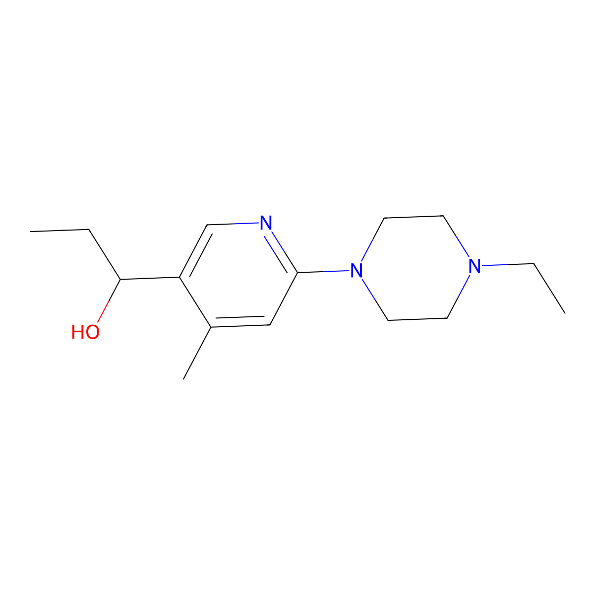|A-Ethyl-6-(4-ethyl-1-piperazinyl)-4-methyl-3-pyridinemethanol molecular structure, CAS 1355227-30-3