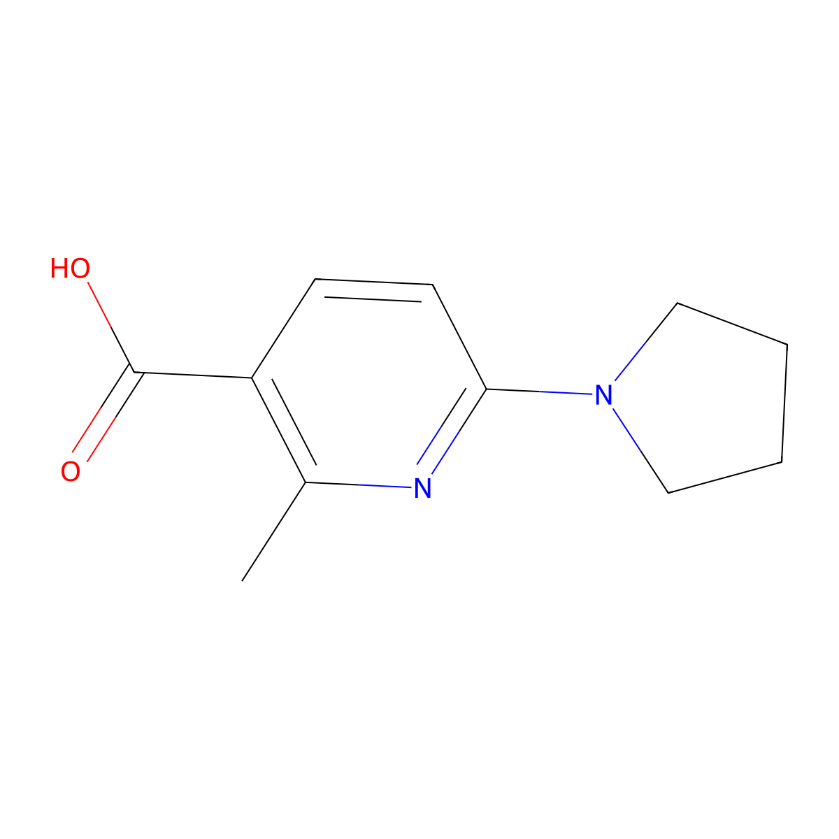 2-Methyl-6-(1-pyrrolidinyl)-3-pyridinecarboxylic acid molecular structure, CAS 1355227-41-6