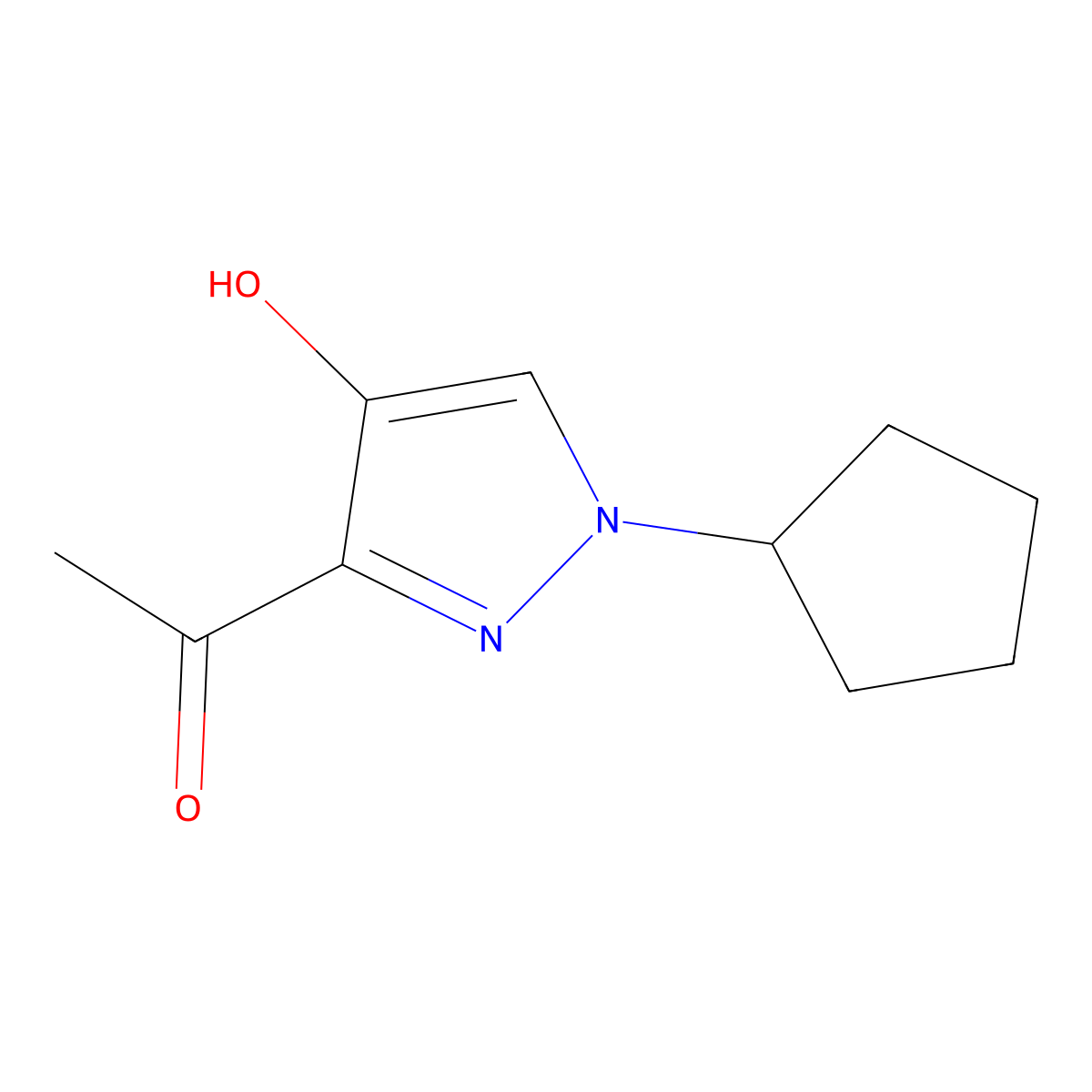 1-(4-hydroxy-1-cyclopentyl-1H-pyrazol-3-yl)ethanone molecular structure, CAS 1355229-00-3