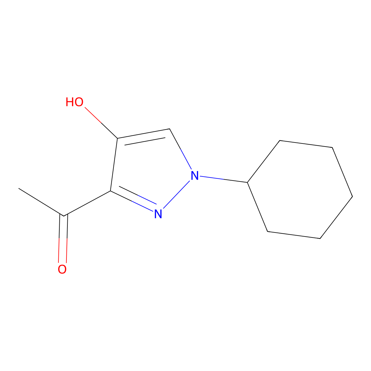1-(4-hydroxy-1-cyclohexyl-1H-pyrazol-3-yl)ethanone molecular structure, CAS 1355229-01-4
