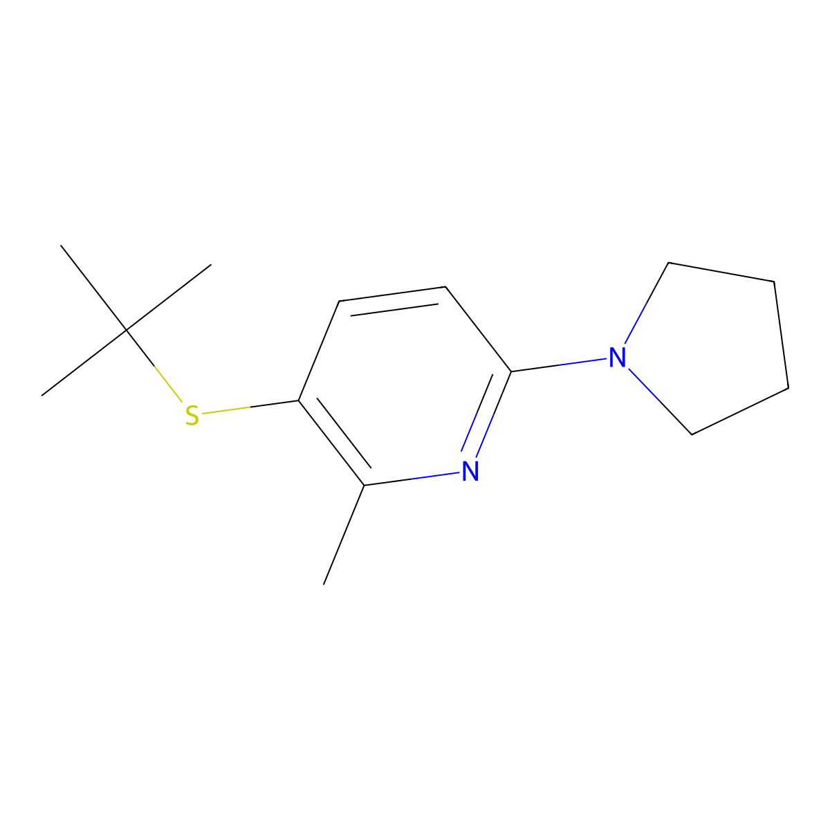 3-(tert-Butylthio)-2-methyl-6-(pyrrolidin-1-yl)pyridine molecular structure, CAS 1355229-20-7