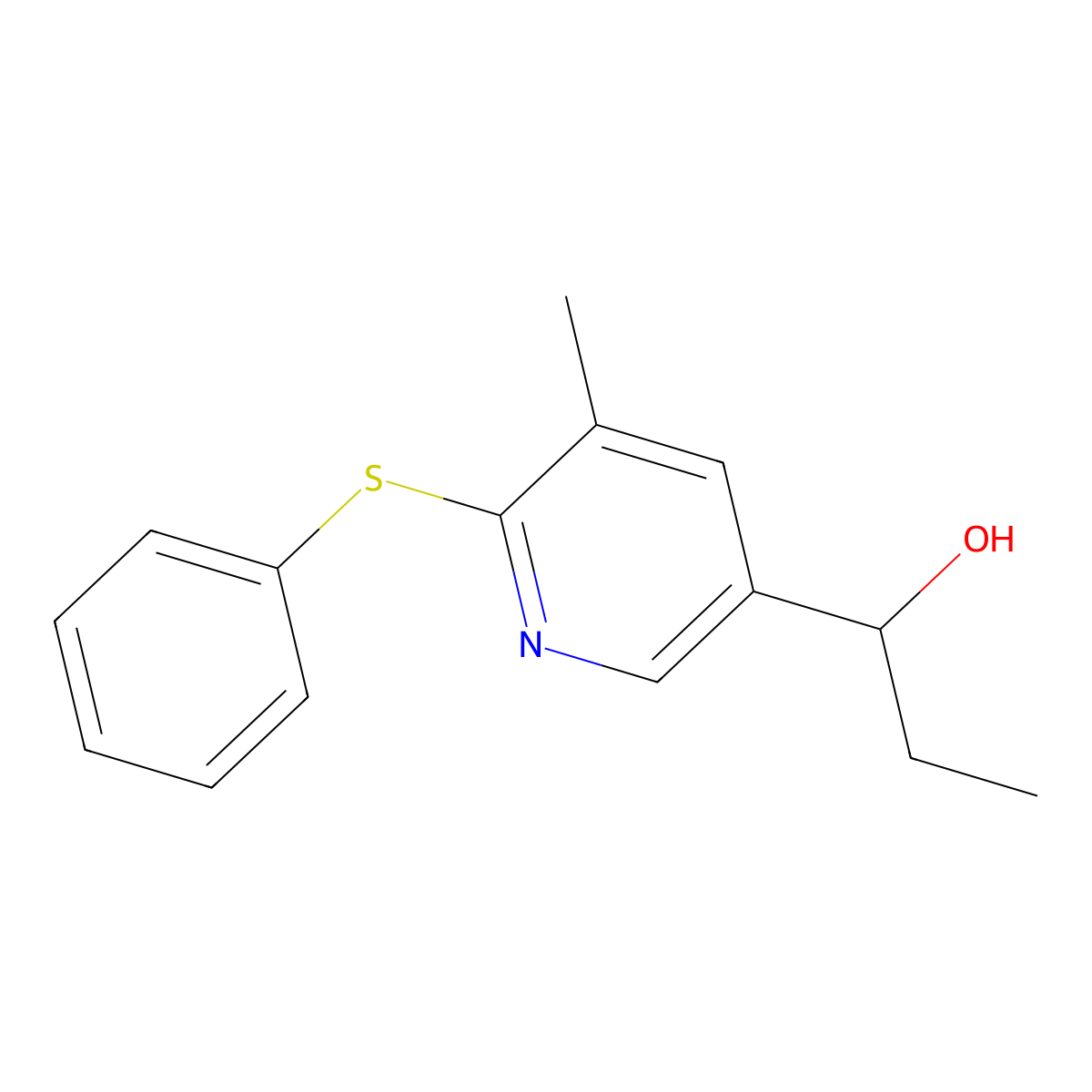 3-Pyridinemethanol, alpha-ethyl-5-methyl-6-(phenylthio)- molecular structure, CAS 1355229-35-4