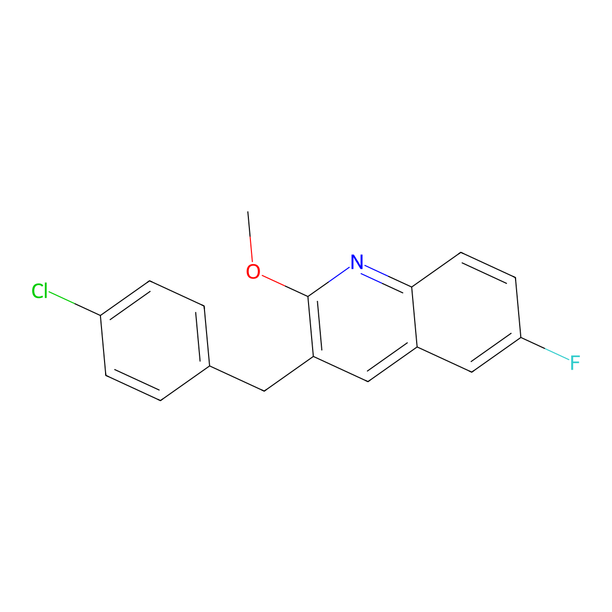 3-(4-Chlorobenzyl)-6-fluoro-2-methoxyquinoline molecular structure, CAS 1355229-67-2