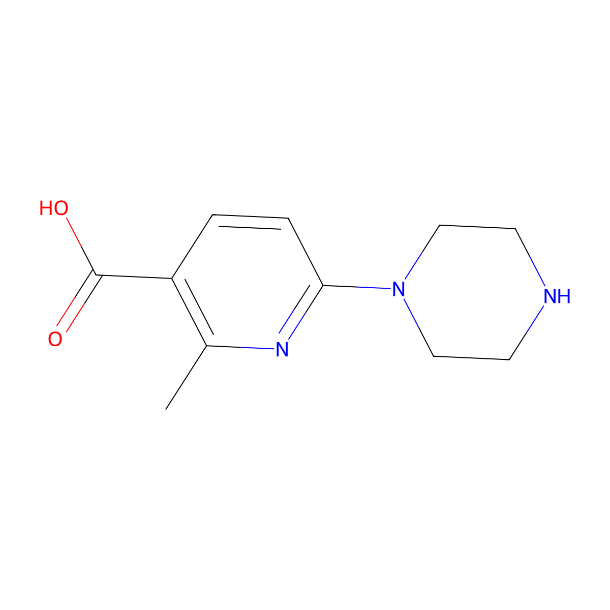2-Methyl-6-(piperazin-1-yl)nicotinic acid molecular structure, CAS 1355229-85-4