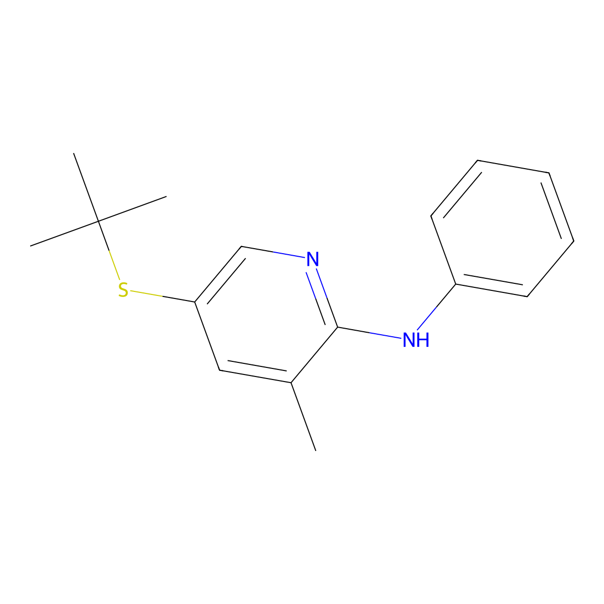 5-(tert-Butylthio)-3-methyl-N-phenylpyridin-2-amine molecular structure, CAS 1355230-09-9