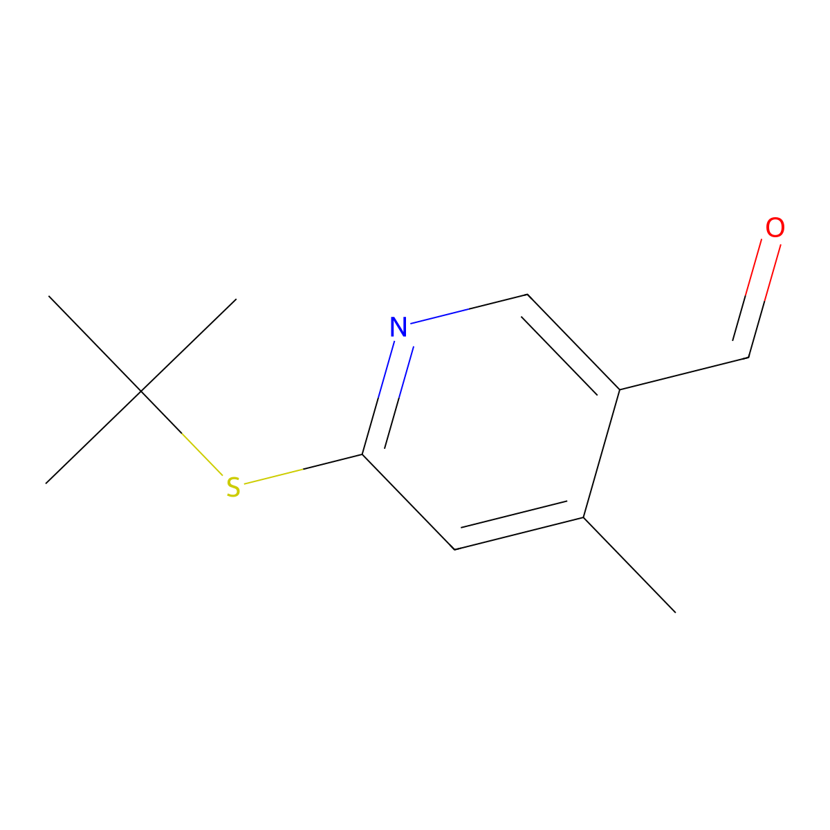 6-(tert-Butylthio)-4-methylnicotinaldehyde molecular structure, CAS 1355230-18-0