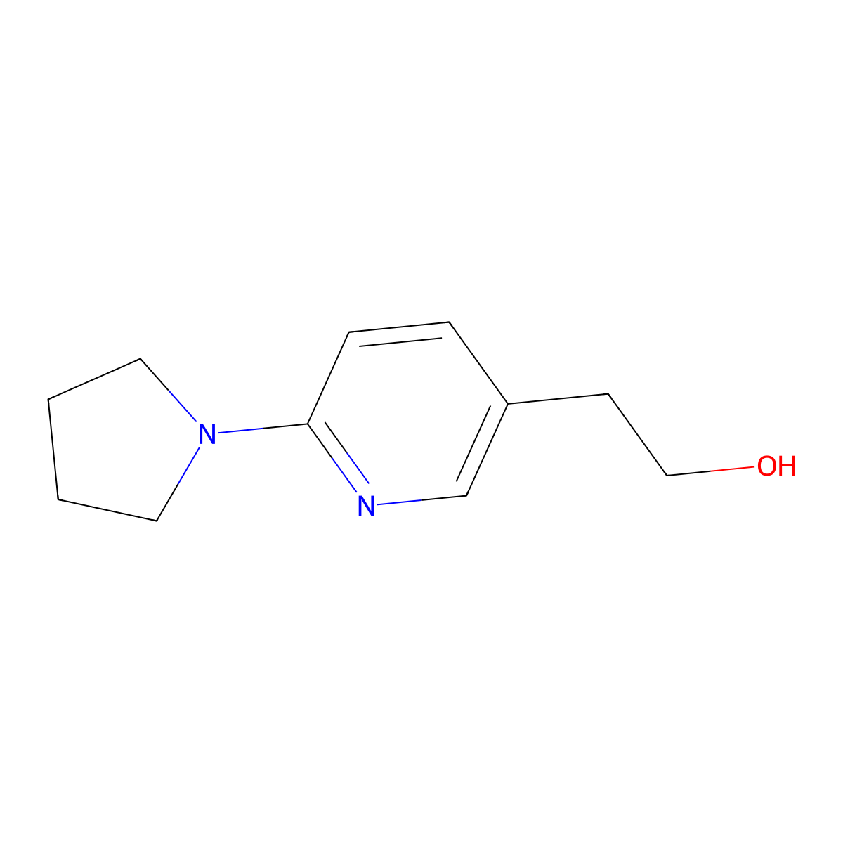 2-(6-(Pyrrolidin-1-yl)pyridin-3-yl)ethan-1-ol molecular structure, CAS 1355230-27-1