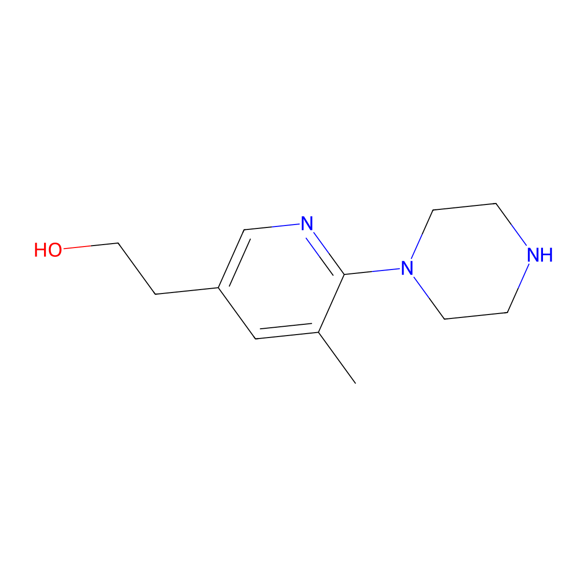 2-(5-Methyl-6-(piperazin-1-yl)pyridin-3-yl)ethanol molecular structure, CAS 1355230-96-4