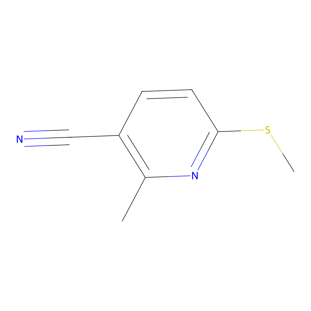 2-Methyl-6-(methylthio)nicotinonitrile molecular structure, CAS 1355231-14-9