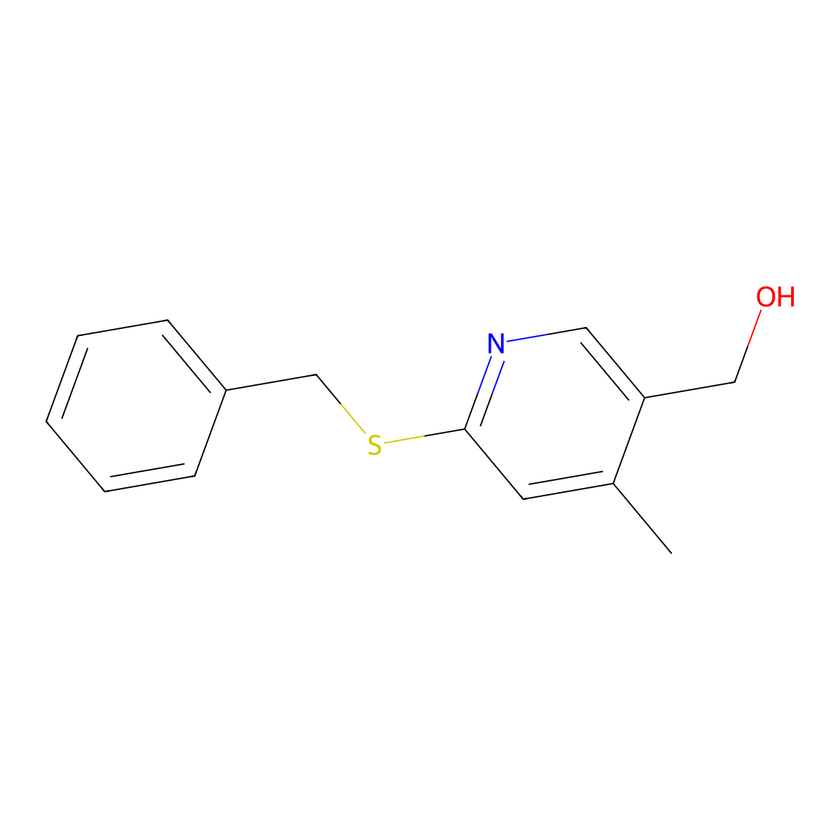 (6-Benzylsulfanyl-4-methyl-pyridin-3-yl)-methanol molecular structure, CAS 1355231-16-1