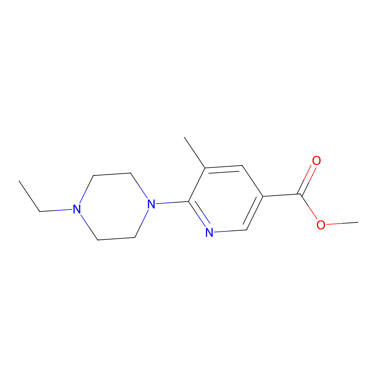 Methyl 6-(4-ethylpiperazin-1-yl)-5-methylnicotinate molecular structure, CAS 1355231-26-3