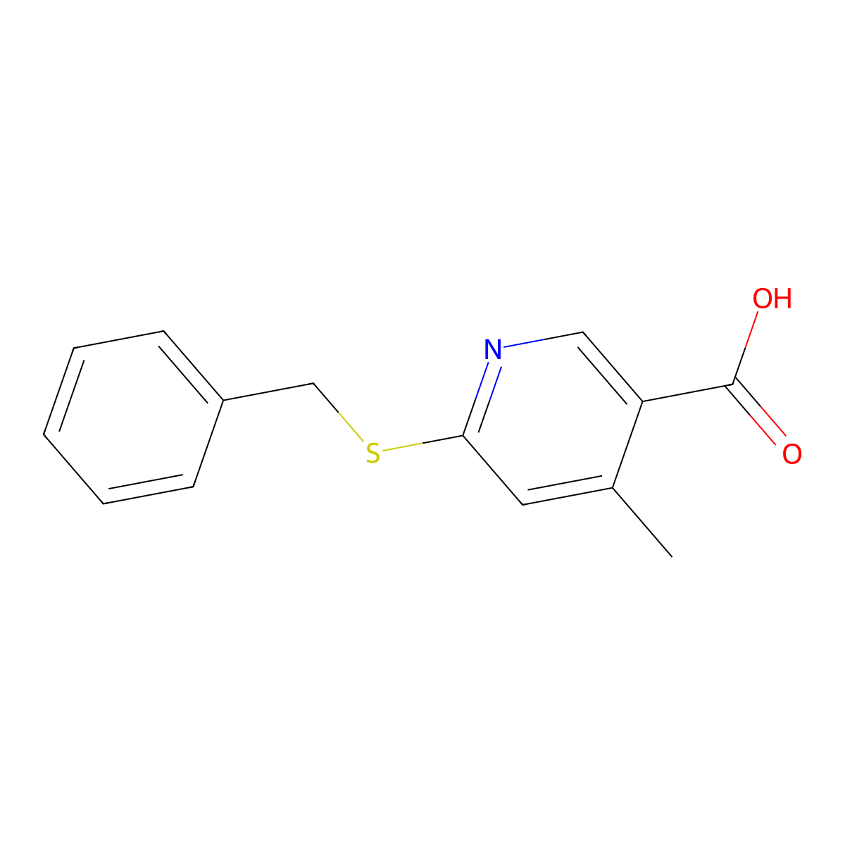 6-(Benzylthio)-4-methylnicotinic acid molecular structure, CAS 1355231-27-4