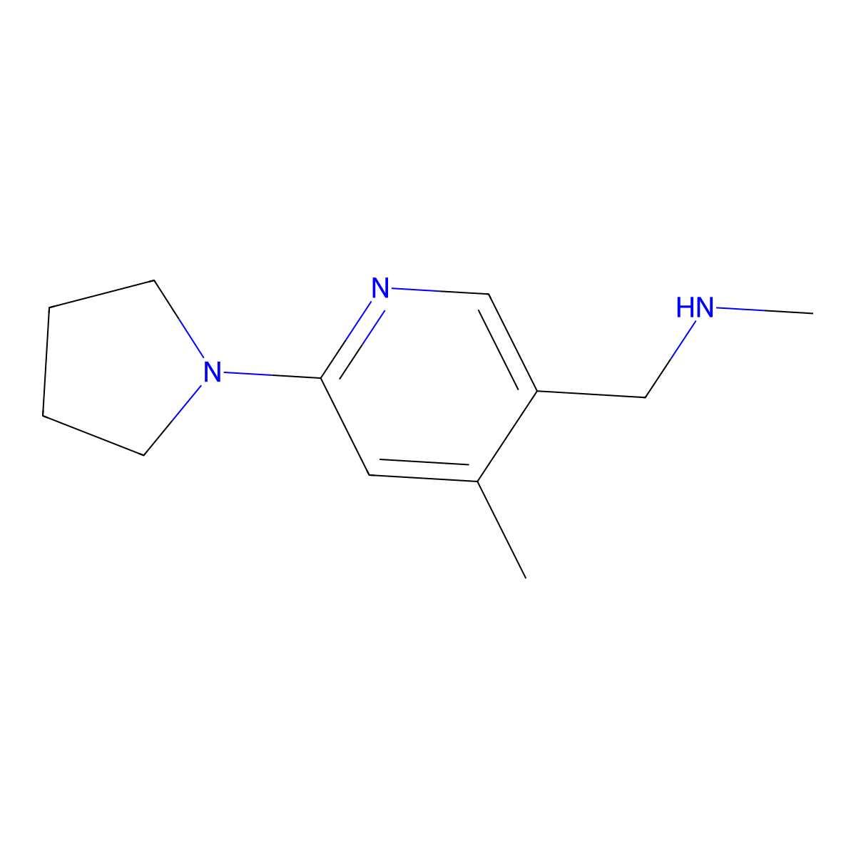 Methyl-(4-methyl-6-pyrrolidin-1-yl-pyridin-3-ylmethyl)-amine molecular structure, CAS 1355231-59-2