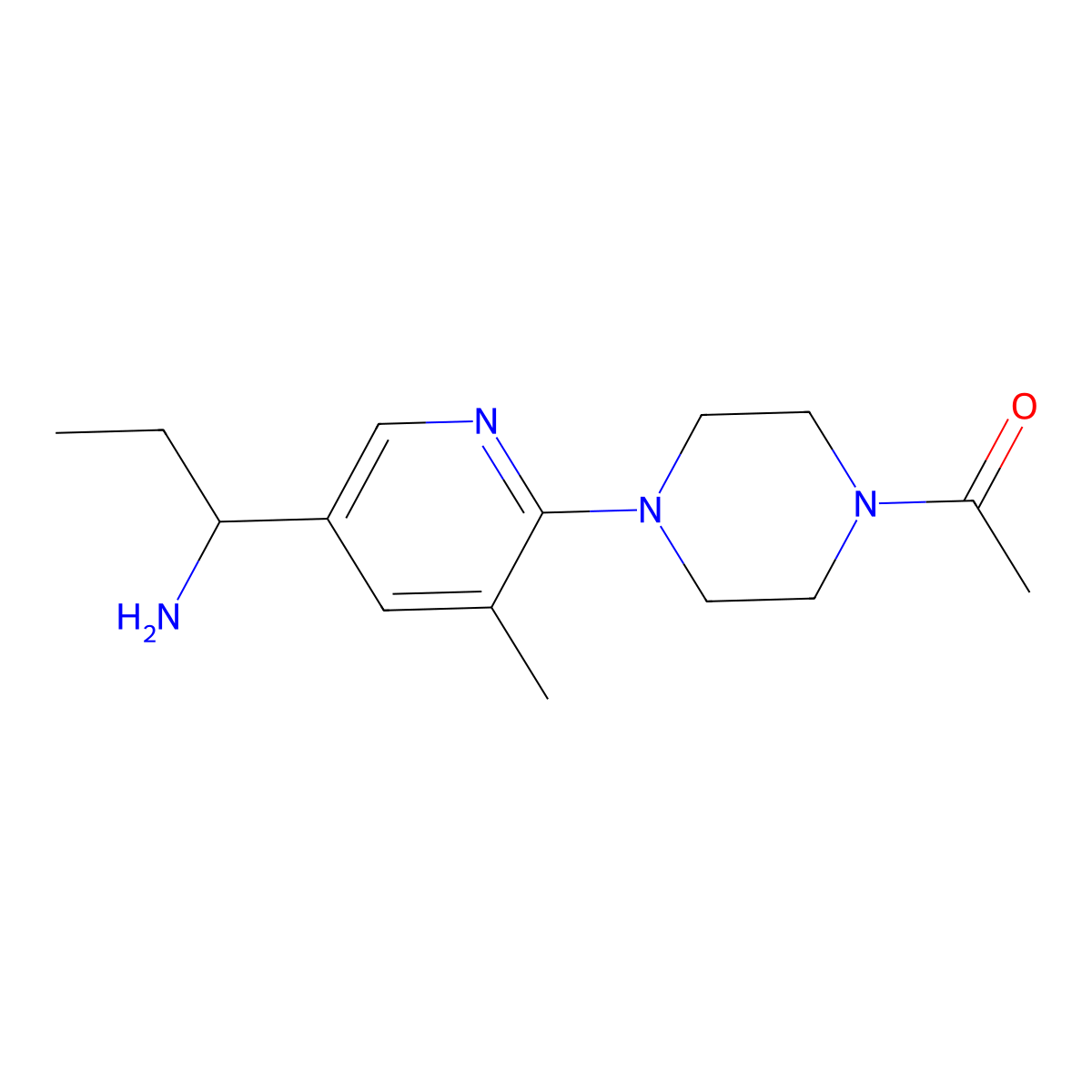 1-(4-(5-(1-Aminopropyl)-3-methylpyridin-2-yl)piperazin-1-yl)ethanone molecular structure, CAS 1355231-67-2