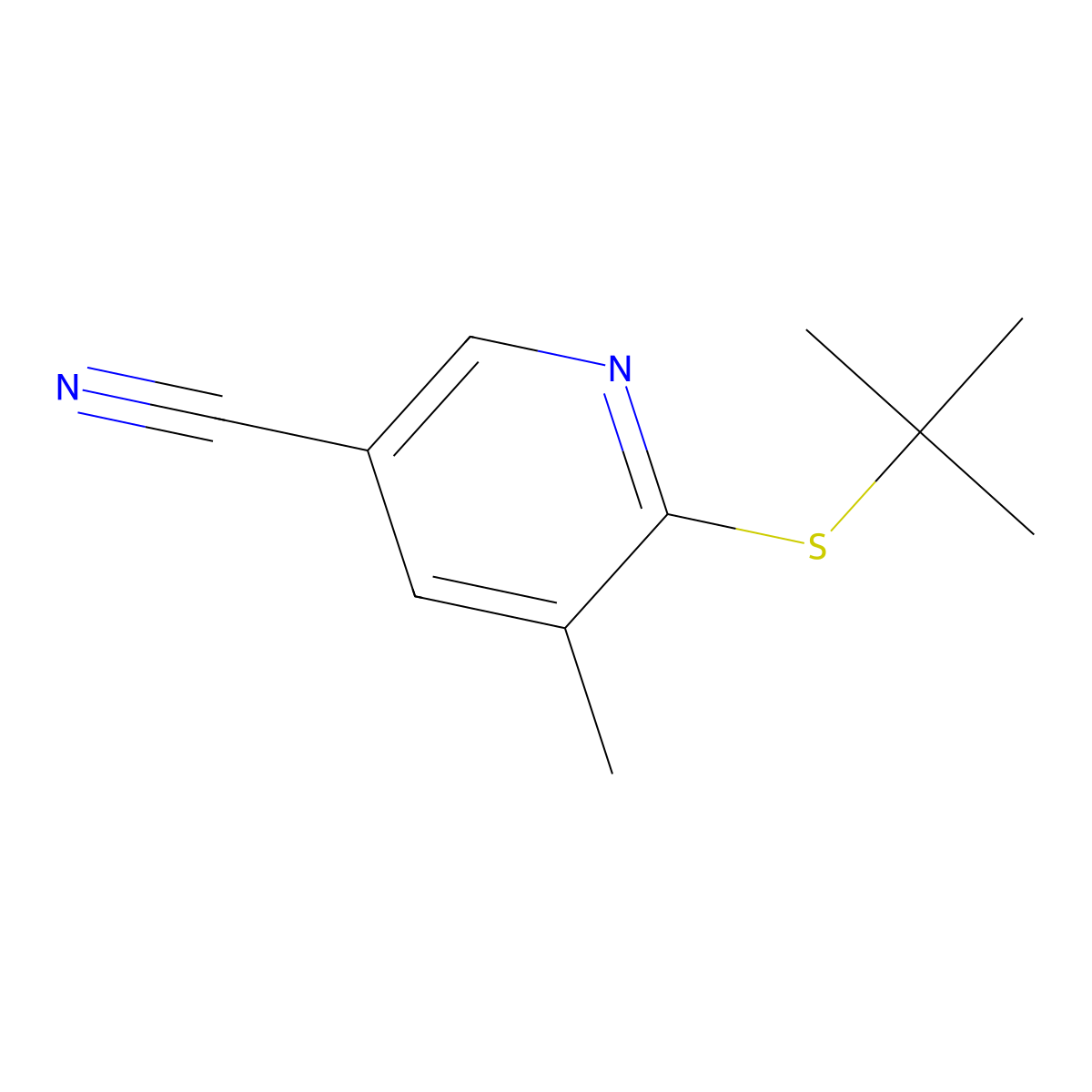 6-(tert-Butylthio)-5-methylnicotinonitrile molecular structure, CAS 1355232-30-2