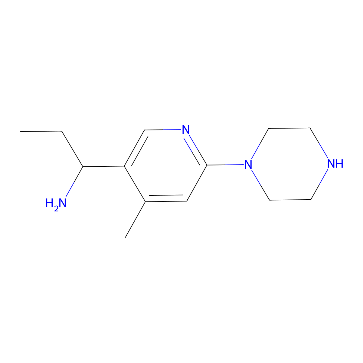 1-(4-Methyl-6-(piperazin-1-yl)pyridin-3-yl)propan-1-amine molecular structure, CAS 1355232-44-8