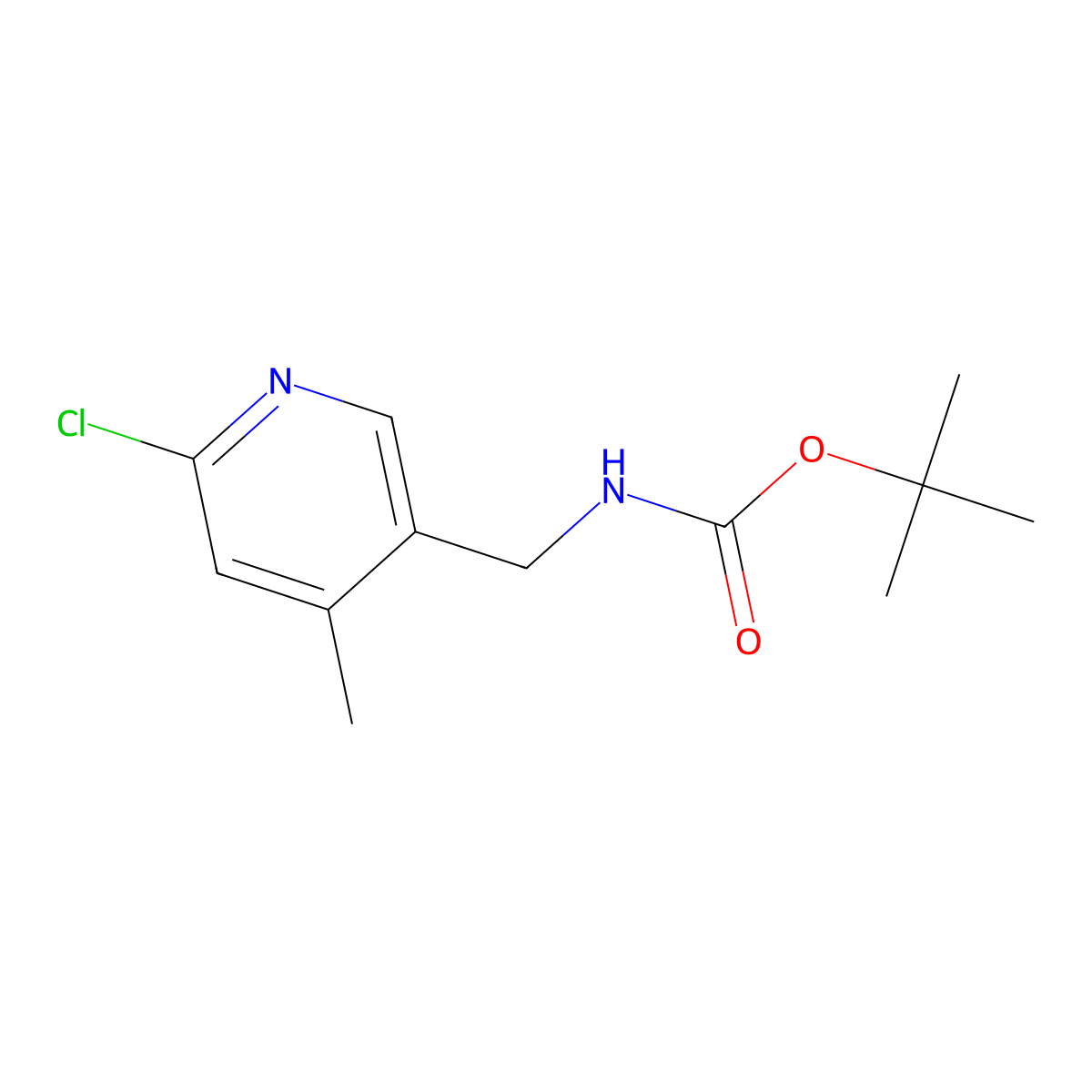 Tert-butyl ((6-chloro-4-methylpyridin-3-yl)methyl)carbamate molecular structure, CAS 1355232-68-6