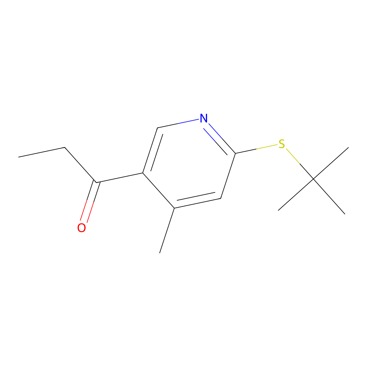 1-(6-tert-Butylsulfanyl-4-methyl-pyridin-3-yl)-propan-1-one molecular structure, CAS 1355232-81-3