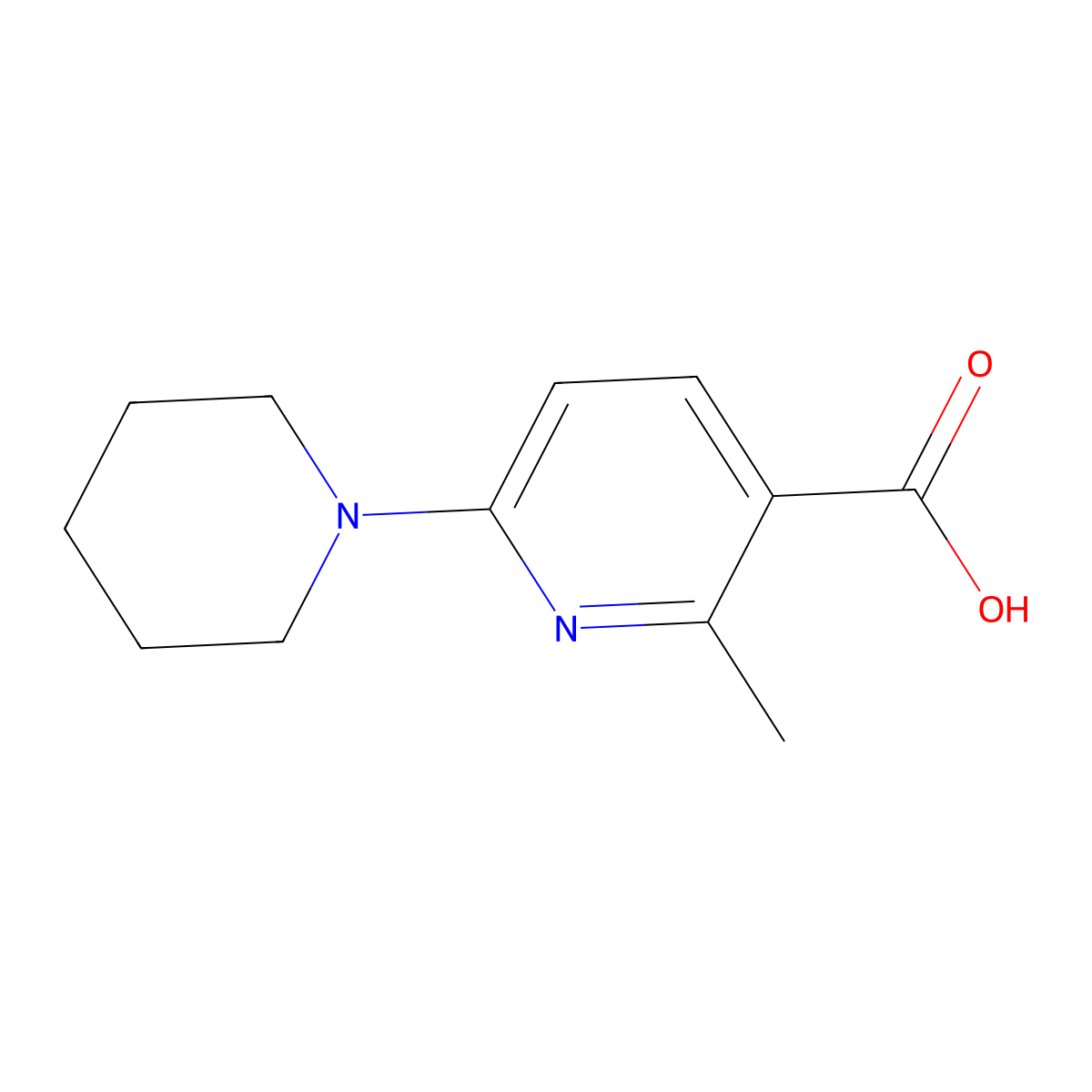2-Methyl-6-(piperidin-1-yl)nicotinic acid molecular structure, CAS 1355232-94-8