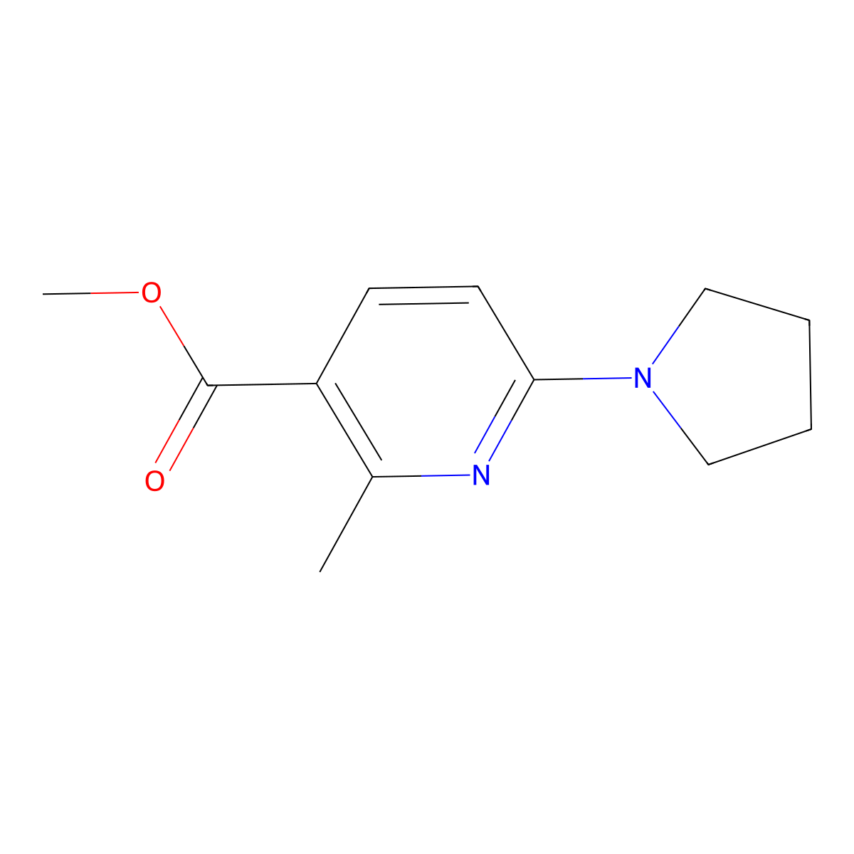 Methyl 2-methyl-6-(pyrrolidin-1-yl)nicotinate molecular structure, CAS 1355233-23-6
