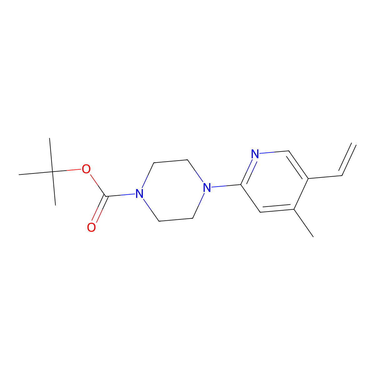 tert-Butyl 4-(4-methyl-5-vinylpyridin-2-yl)piperazine-1-carboxylate molecular structure, CAS 1355233-26-9