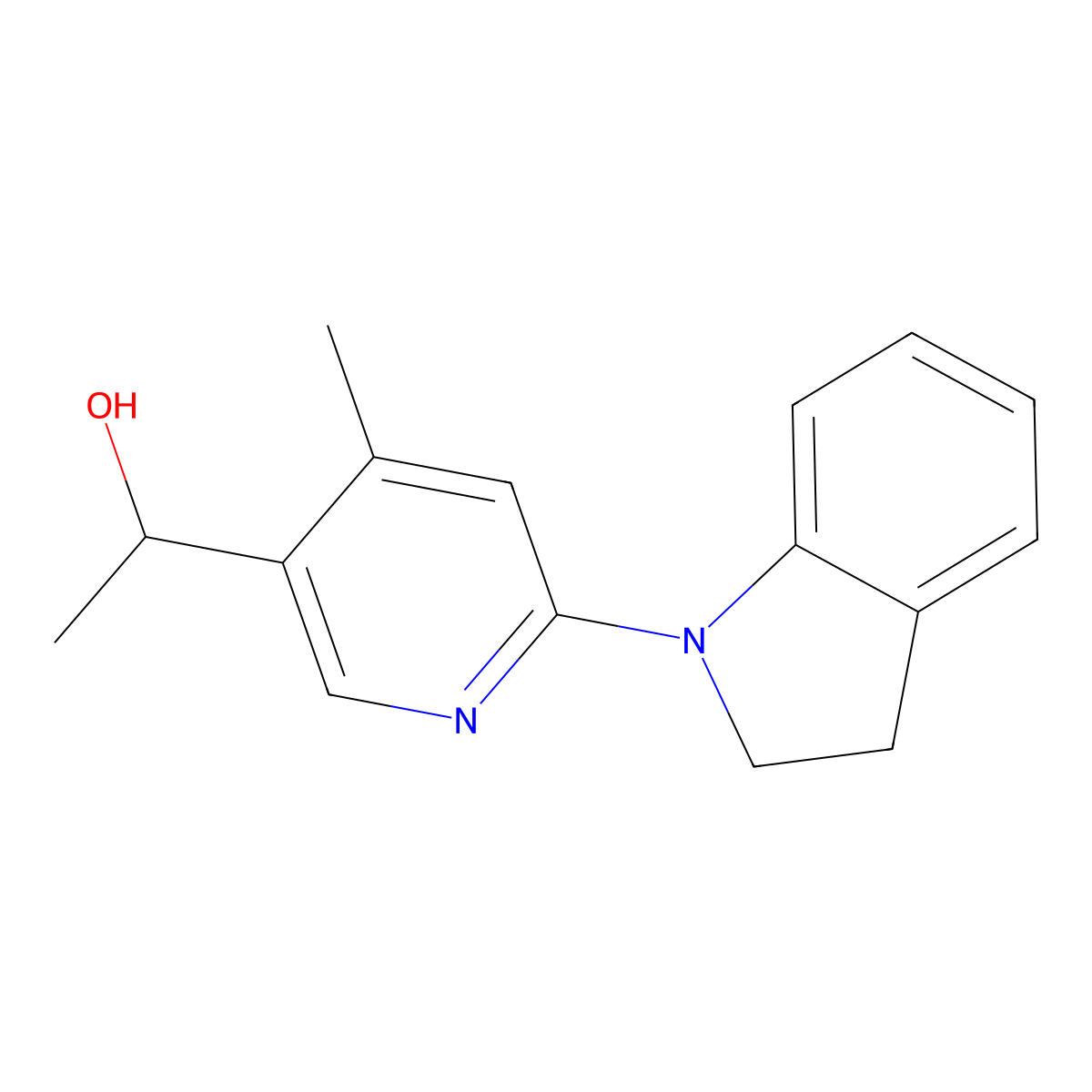 1-(6-(Indolin-1-yl)-4-methylpyridin-3-yl)ethanol molecular structure, CAS 1355233-27-0