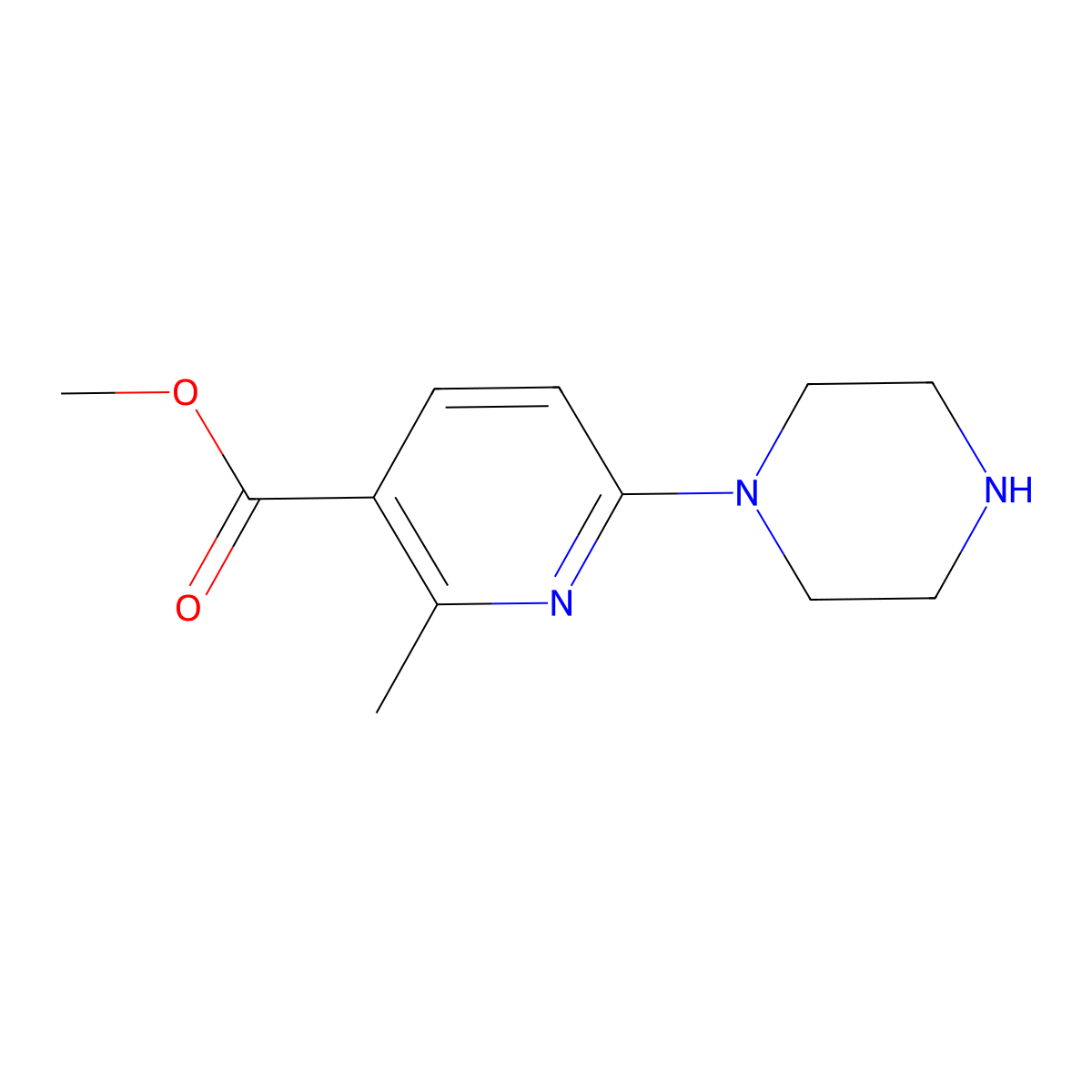Methyl 2-methyl-6-(piperazin-1-yl)nicotinate molecular structure, CAS 1355233-28-1