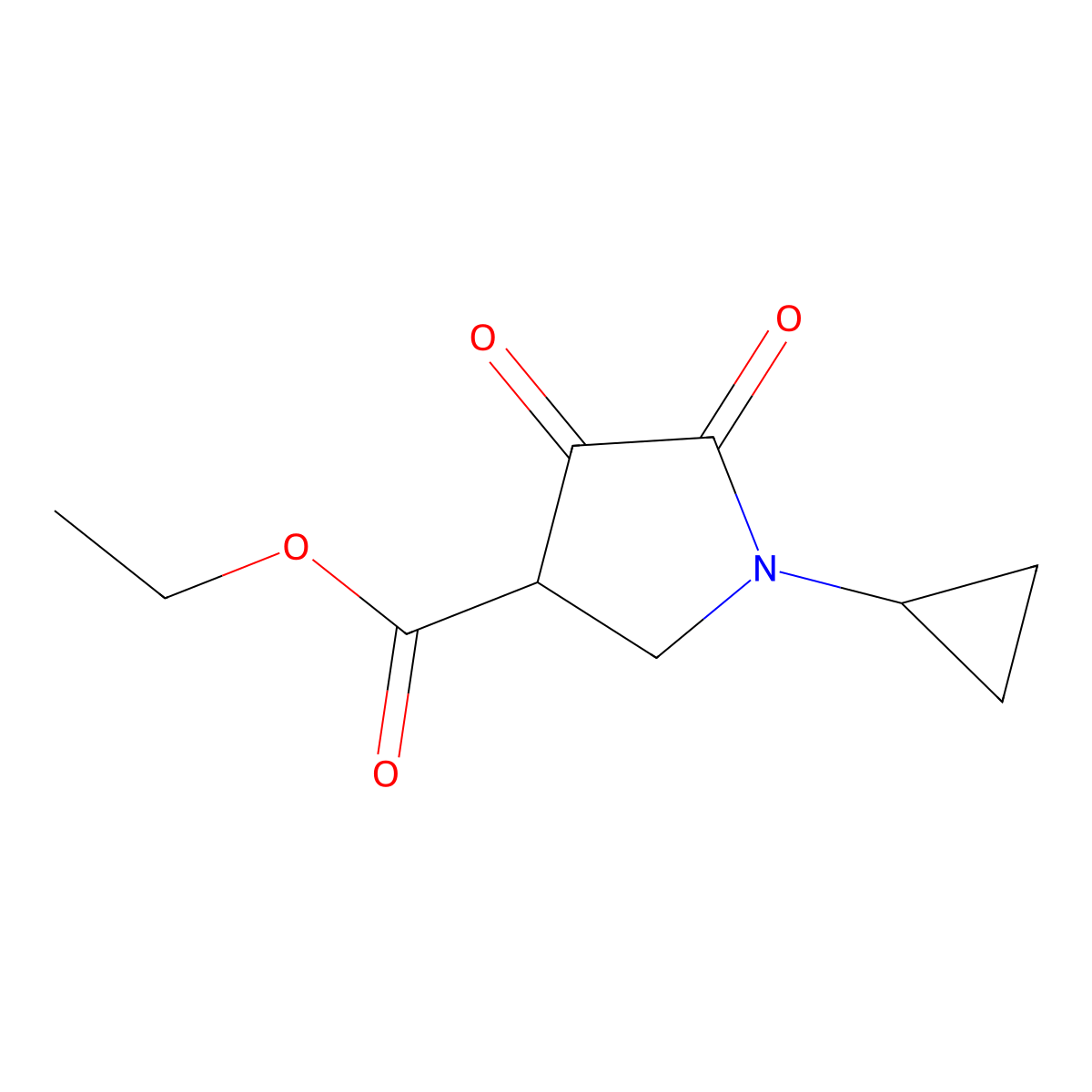 Ethyl 1-cyclopropyl-4,5-dioxopyrrolidine-3-carboxylate molecular structure, CAS 1355233-36-1