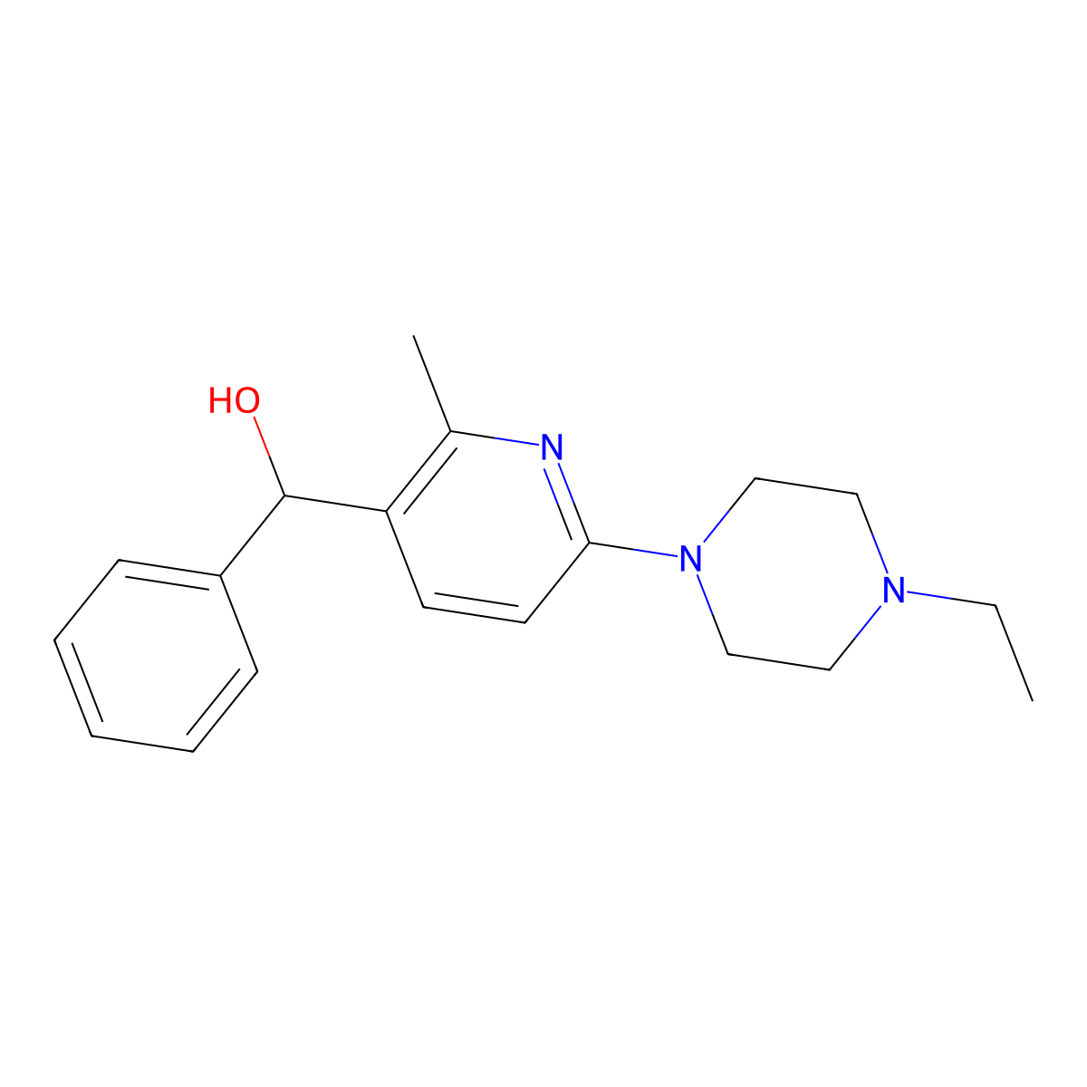 6-(4-Ethyl-1-piperazinyl)-2-methyl-|A-phenyl-3-pyridinemethanol molecular structure, CAS 1355233-41-8